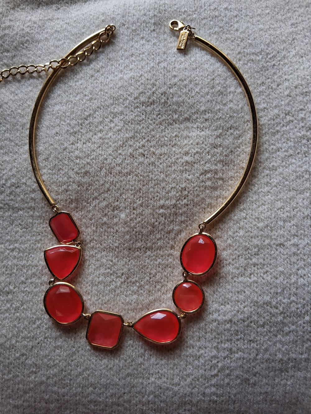Kate Spade Gold-Tone Necklace with Watermelon Colored Gemstone Accents